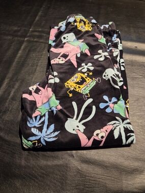 Nickelodeon Black SpongeBob & Patrick Pajama Pants with Pink and Yellow Accents